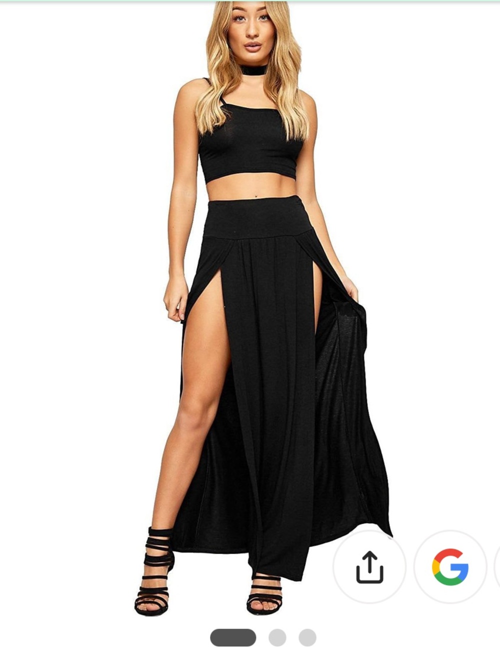 Luxe Women’s Double Split Maxi Skirt in Black